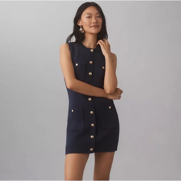 Reformation Catalina Cotton Mini Dress in Navy - Picture 4 of 9